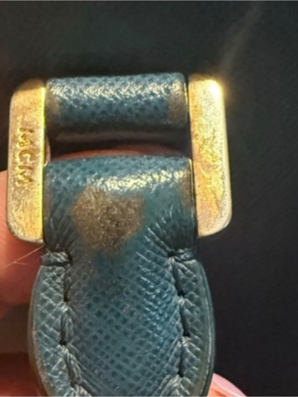 MCM Blue Saffiano Leather Crossbody Bag - Picture 12 of 13